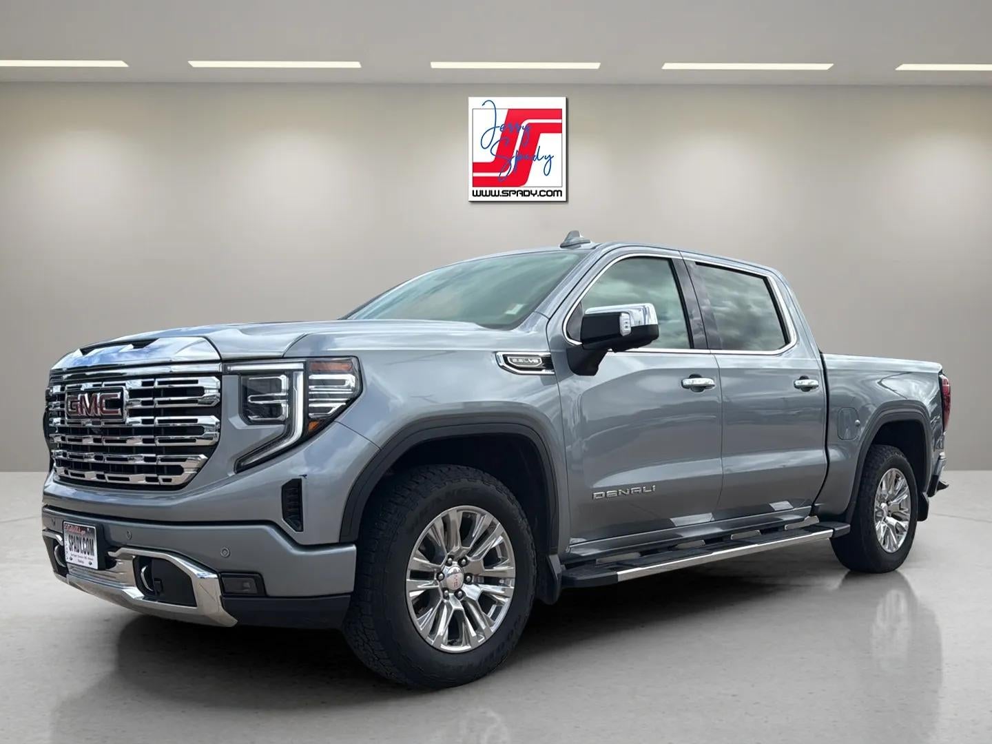 2023 GMC Sierra 1500 Denali in Sterling Metallic — front three-quarter view
