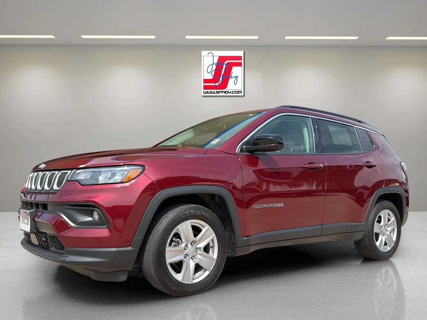 2022 Jeep Compass Latitude in Red — front three-quarter view