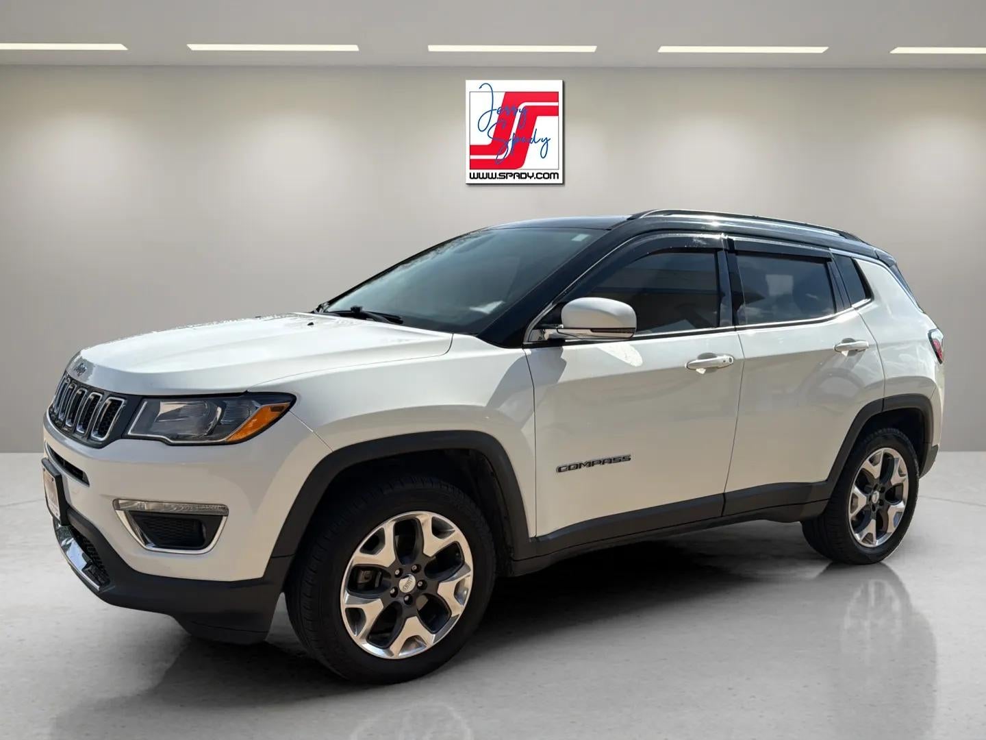 2018 Jeep Compass Limited in White — front three-quarter view