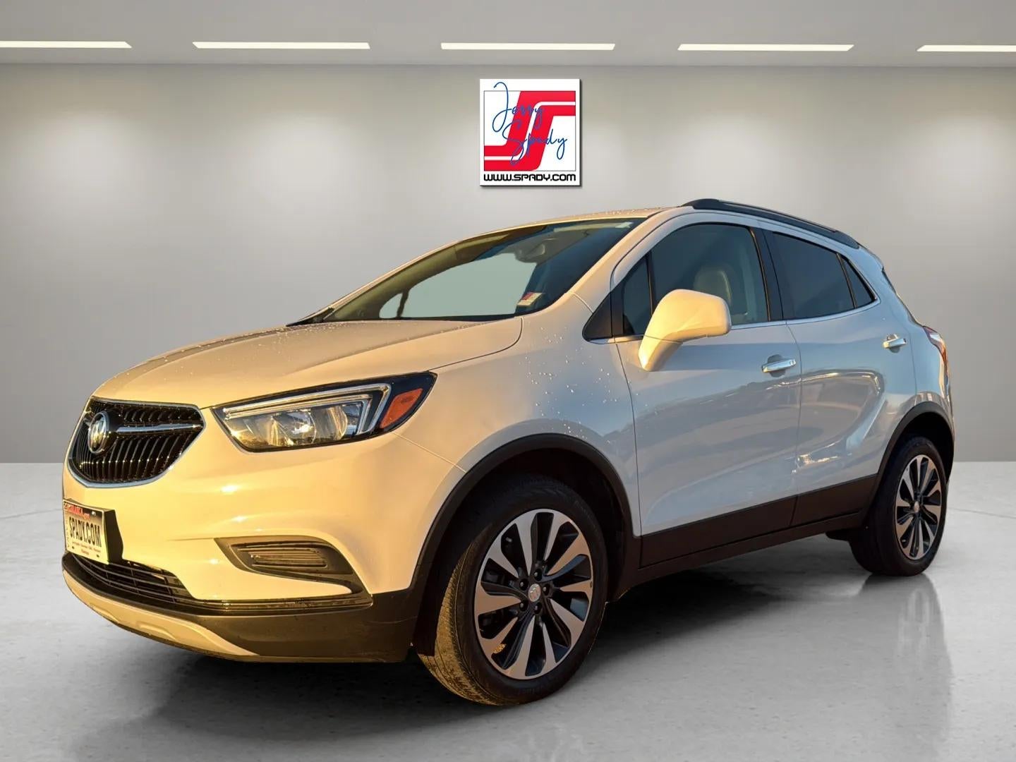 2022 Buick Encore Preferred in Summit White — front three-quarter view